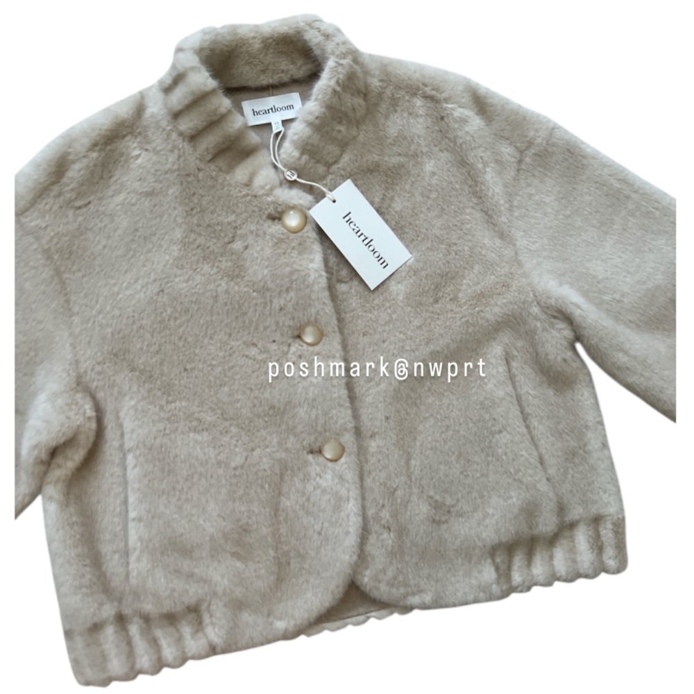 NWT 💕 Heartloom Gellar Jacket Coat Faux Fur Teddy Almond Cream Beige XS 0 2 - Picture 8 of 15